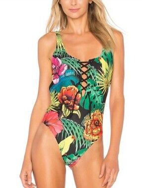 Agua Bendita Julia Tropic Reversible One Piece Swimsuit M NWT